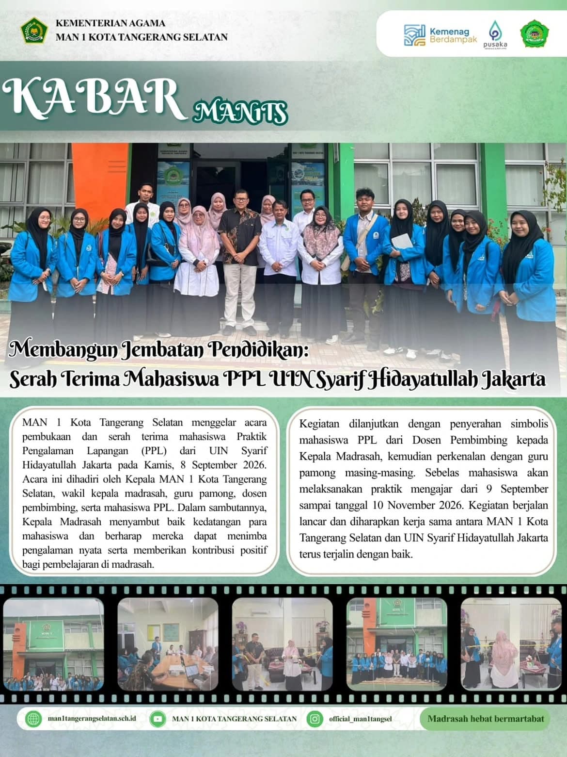 MAN 1 Tangsel Terima 11 Mahasiswa PPL UIN Jakarta